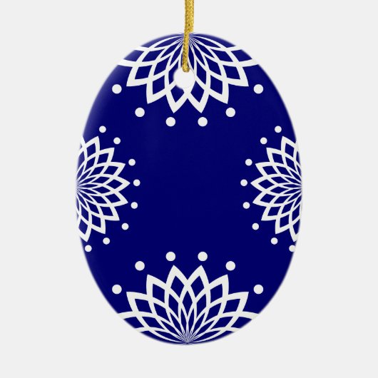 Blauw en wit, eenvoudig elegant Pasen Keramisch Ornament (Voorkant)