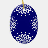 Blauw en wit, eenvoudig elegant Pasen Keramisch Ornament (Achterkant)