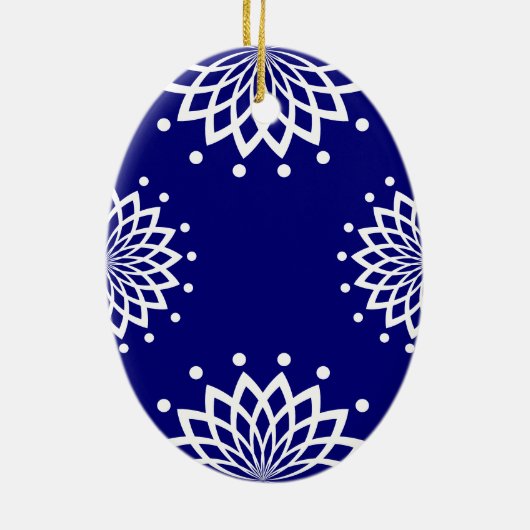 Blauw en wit, eenvoudig elegant  Pasen Keramisch Ornament (Achterkant)