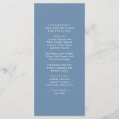 Blauw en wit. Eenvoudig stijlvol menu voor bruilof (Achterkant)