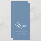 Blauw en wit. Eenvoudig stijlvol menu voor bruilof (Voorkant / Achterkant)
