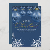 Blauw en Wit Eenvoudig Vrolijk Kerstmis Briefkaart (Voorkant / Achterkant)