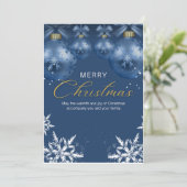 Blauw en Wit Eenvoudig Vrolijk Kerstmis Briefkaart (Staand voorkant)