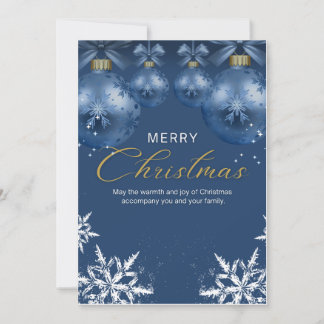 Blauw en Wit Eenvoudig Vrolijk Kerstmis Briefkaart