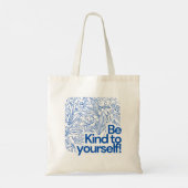 Blauw en Wit Eenvoudige Bloemen Illustratief Tote Bag (Achterkant)