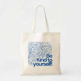 Blauw en Wit Eenvoudige Bloemen Illustratief Tote Bag