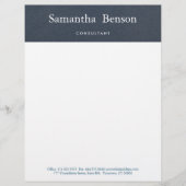 Blauw en wit eenvoudige moderne minimalist persoonlijk briefhoofd (Voorkant)