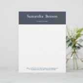 Blauw en wit eenvoudige moderne minimalist persoonlijk briefhoofd (Staand voorkant)