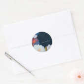 Blauw en wit Elegant modern Chic Floral Favor Ronde Sticker (Envelop)