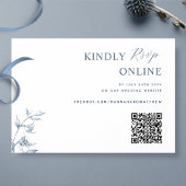 Blauw en wit Elegant QR-code RSVP Weddenschap Informatiekaartje