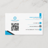 Blauw en wit elegant visitekaartje (Achterkant)