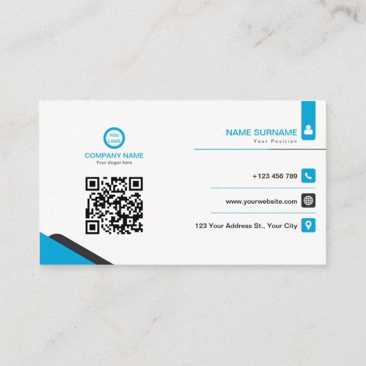 Blauw en wit elegant visitekaartje (Achterkant)