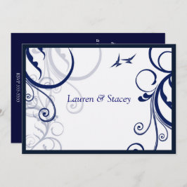 Blauw en wit, Elegant Wedding Invitation Kaart