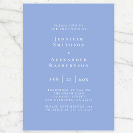 Blauw en Wit Elegante Huwelijksuitnodiging Kaart