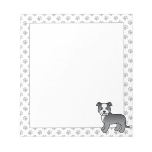 Blauw en wit Engels Staffie Cute Cartoon Dog Notitieblok