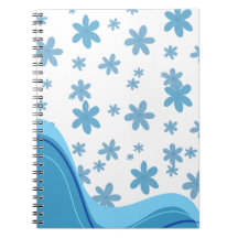Blauw en wit esthetisch spiraalnotitieboek.