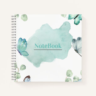 Blauw en wit esthetisch vlinder 8,5 x 8,5 inch notitieboek