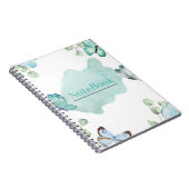 Blauw en wit esthetisch vlinderspiraal (80 P.) Notitieboek (Rechterzijde)