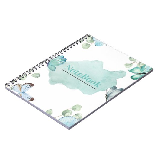 Blauw en wit esthetisch vlinderspiraal (80 P.) Notitieboek (Linkerzijde)