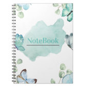 Blauw en wit esthetisch vlinderspiraal (80 P.) Notitieboek (Voorkant)