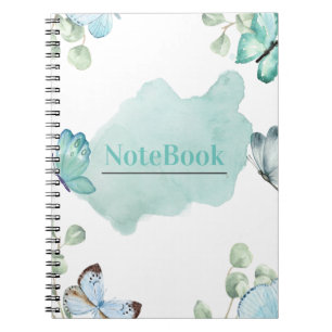 Blauw en wit esthetisch vlinderspiraal (80 P.) Notitieboek