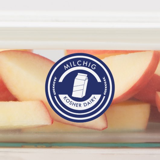 Blauw en wit etiket van melk Kosher Dairy Labels (Aangebracht)