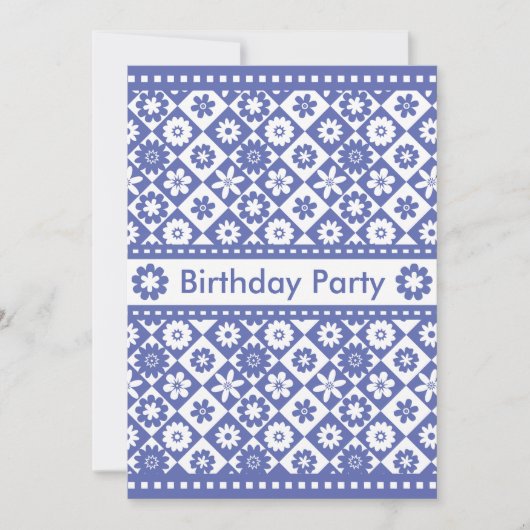  blauw en wit feest voor vrouwen kaart (Voorkant)