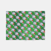 Blauw en wit feestelijk Voetbal op groen Fleece Deken (Voorkant (Horizontaal))