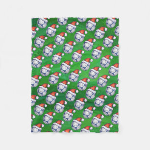 Blauw en wit feestelijk Voetbal op groen Fleece Deken