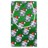 Blauw en wit feestelijk Voetbal op groen Klein Cadeauzakje (Achterkant)