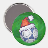 Blauw en wit feestelijk Voetbal op groen Magneet (Voorkant / Achterkant)