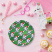 Blauw en wit feestelijk Voetbal op groen Papieren Bordje (Feest)