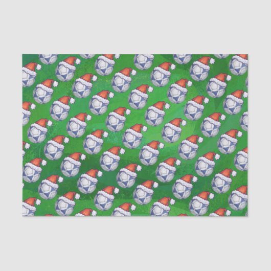 Blauw en wit feestelijk Voetbal op groen Tissuepapier (Voorkant)