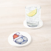 Blauw en wit feestelijk Voetbal op groen Zandsteen Onderzetter (Zijkant)