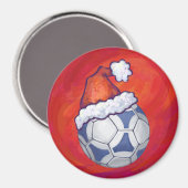 Blauw en wit feestelijk Voetbal op rood Magneet (Voorkant / Achterkant)