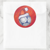 Blauw en wit feestelijk Voetbal op rood Ronde Sticker (Tas)