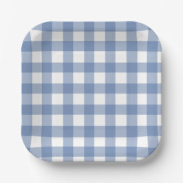 Blauw en wit fijne Buffalo Check Papieren Bordje