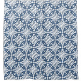 Blauw en wit Filigree Shower Curtain Douchegordijn (Voorkant)