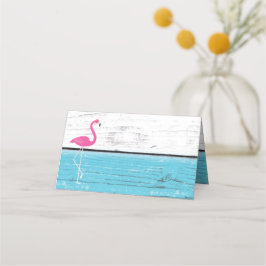 Blauw en wit Flamingo Gevouwen Plaats Kaarten Plaatskaartje