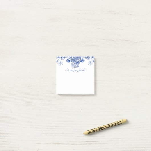 Blauw en wit flesje China Patroon Post-it® Notes (Op bureau)