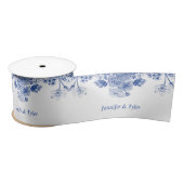 Blauw en wit flesje China Patroon Satijnen Lint (Spoel)