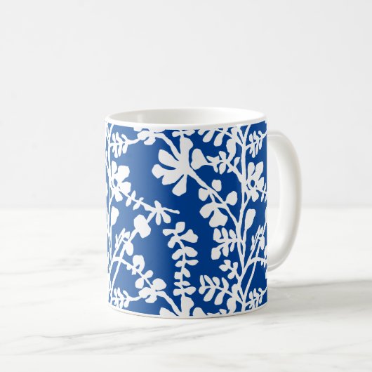 Blauw en wit flesje herstellend patroon koffiemok (Voorkant rechts)