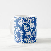 Blauw en wit flesje herstellend patroon koffiemok (Voorkant links)