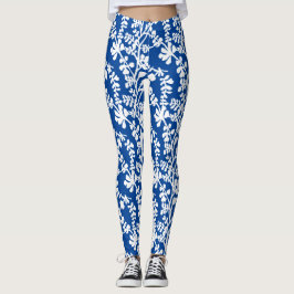 Blauw en wit flesje herstellend patroon leggings