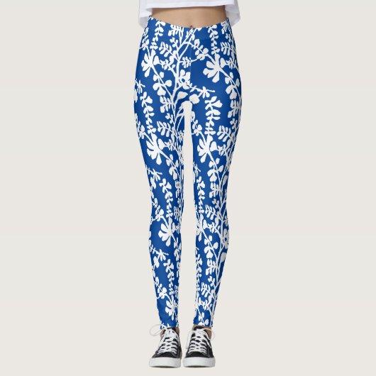 Blauw en wit flesje herstellend patroon leggings (Voorkant)
