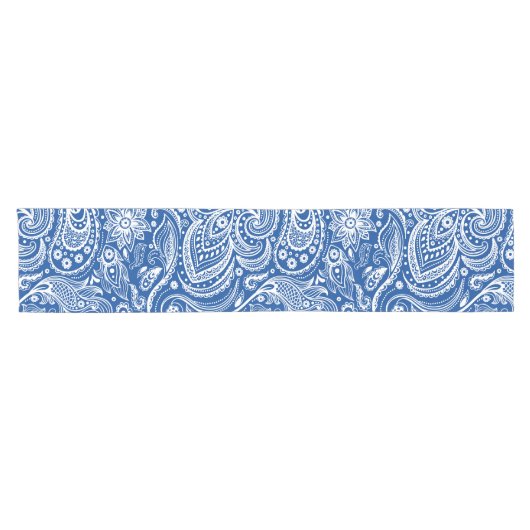 Blauw en wit flesje korte tafelloper (Horizontaal)