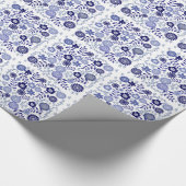 Blauw en wit flessenpatroon cadeaupapier (Hoek)