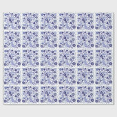 Blauw en wit flessenpatroon cadeaupapier (Vlak)