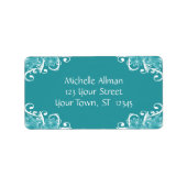 Blauw en wit Floral Avery Label (Voorkant)