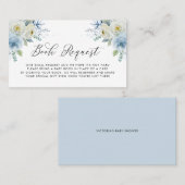 Blauw en wit Floral Baby shower Book Request Kaart Plaatskaartje (Voorkant / Achterkant)